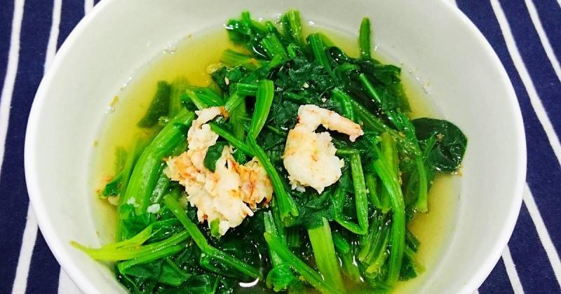 Canh cải bó xôi nấu với tôm