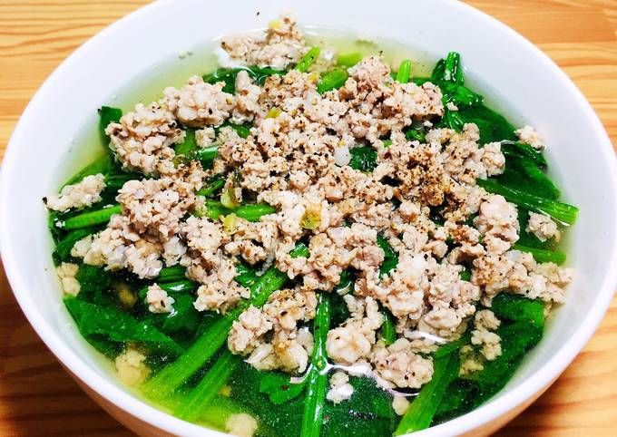 Canh cải bó xôi thịt bằm