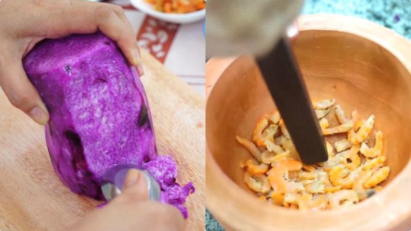 Canh khoai mỡ với tôm khô