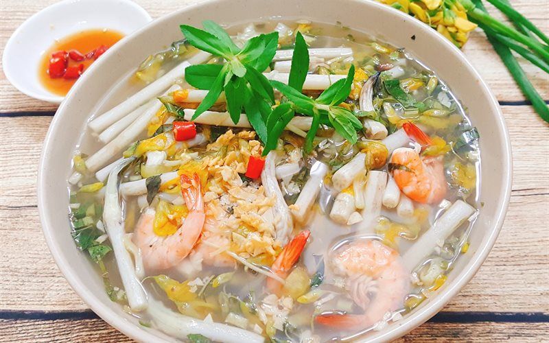 Canh ngó sen nấu tôm