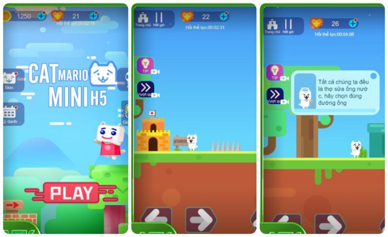 Cat Mario Mini H5 – Trò chơi online lấy cảm hứng từ game tuổi thơ Mario