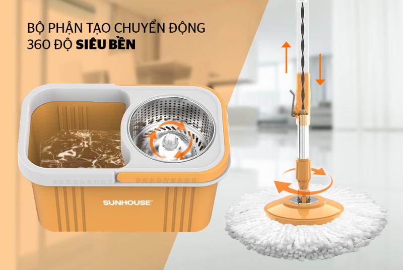 Bộ lau nhà thông minh xoay 360 độ Sunhouse