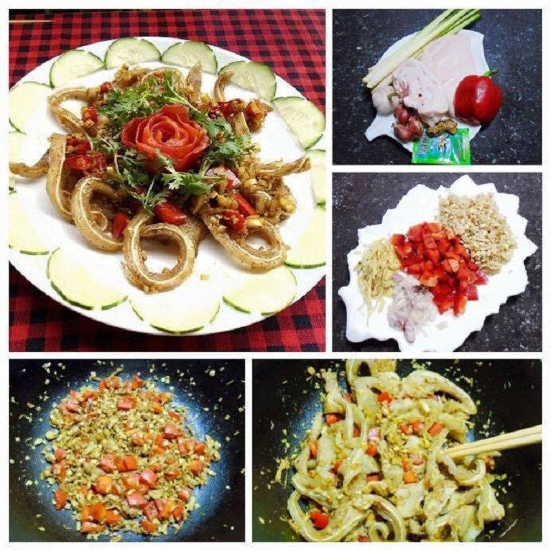 Tai heo xào sả ớt