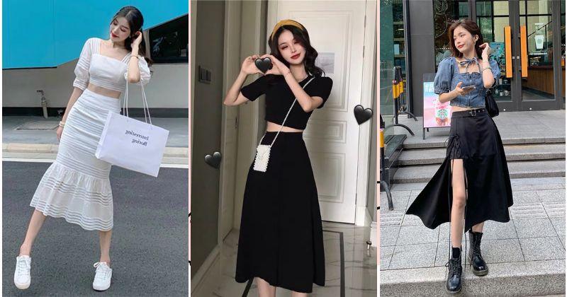 Chân váy ren kết hợp với áo croptop