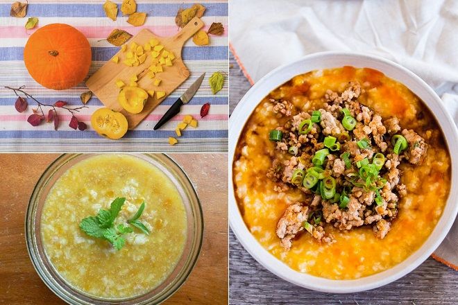 Cháo thịt bằm bí đỏ