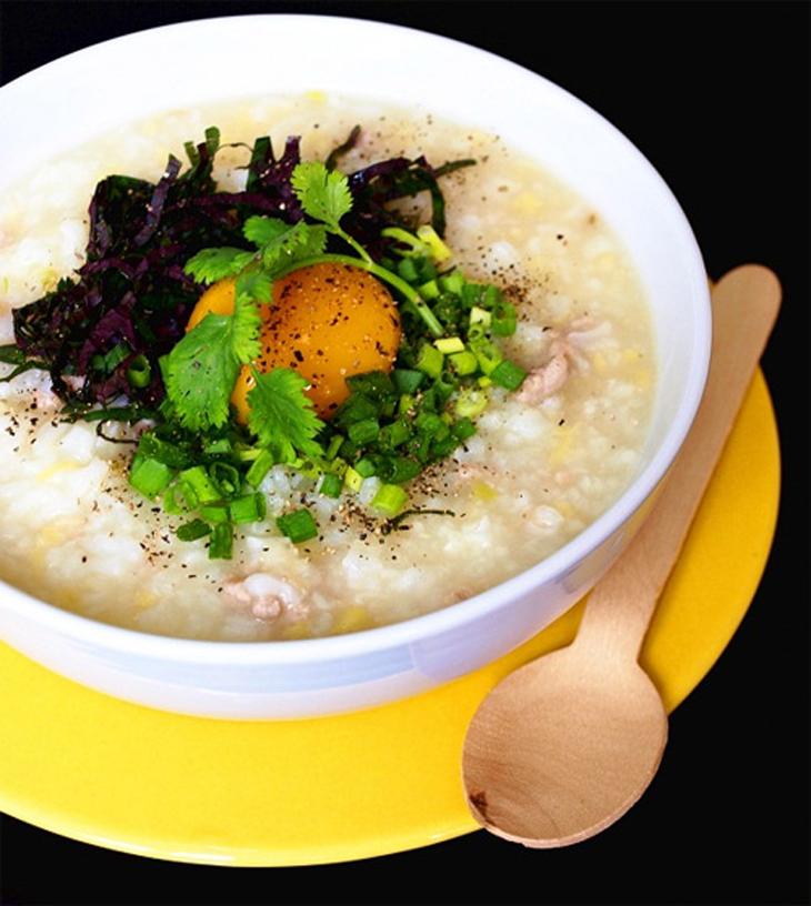 Cháo trứng tía tô
