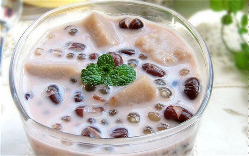 Chè sữa đậu đỏ khoai môn