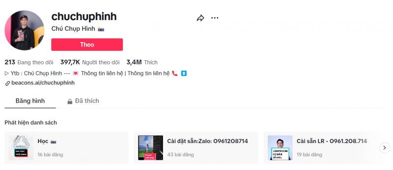 Kênh TikTok Chú Chụp Hình
