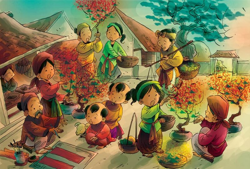 Phiên chợ Tết nơi làng quê bình an