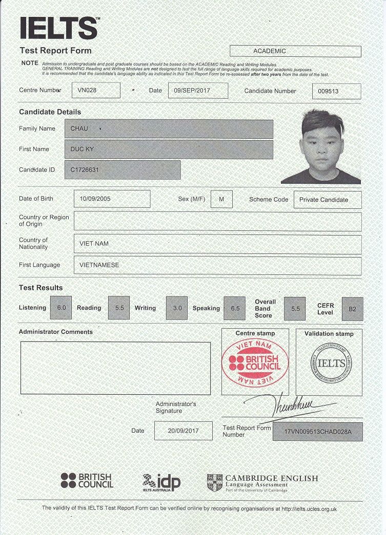 Chứng chỉ tiếng Anh IELTS