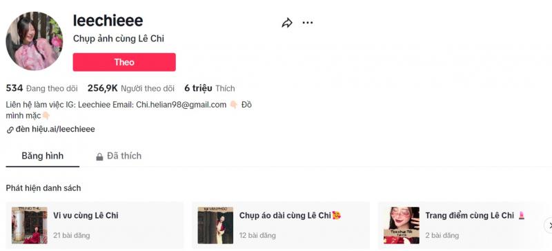 Kênh TikTok Chụp ảnh cùng Lê Chi