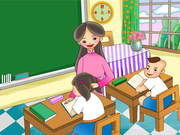 Hàng ngày, cô rất hay vui đùa với chúng tôi nhưng khi đã vào tiết học, cô cũng rất nghiêm khắc.
