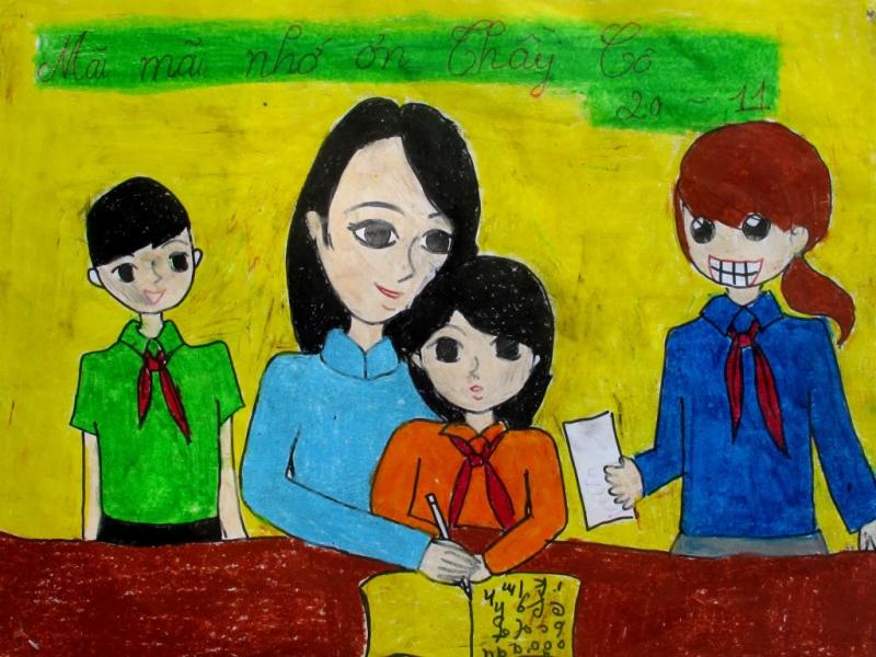 Cô và trò trong lớp học