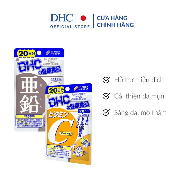 Combo viên uống DHC ngừa mụn - mờ thâm 60 ngày (Kẽm & Vitamin C)