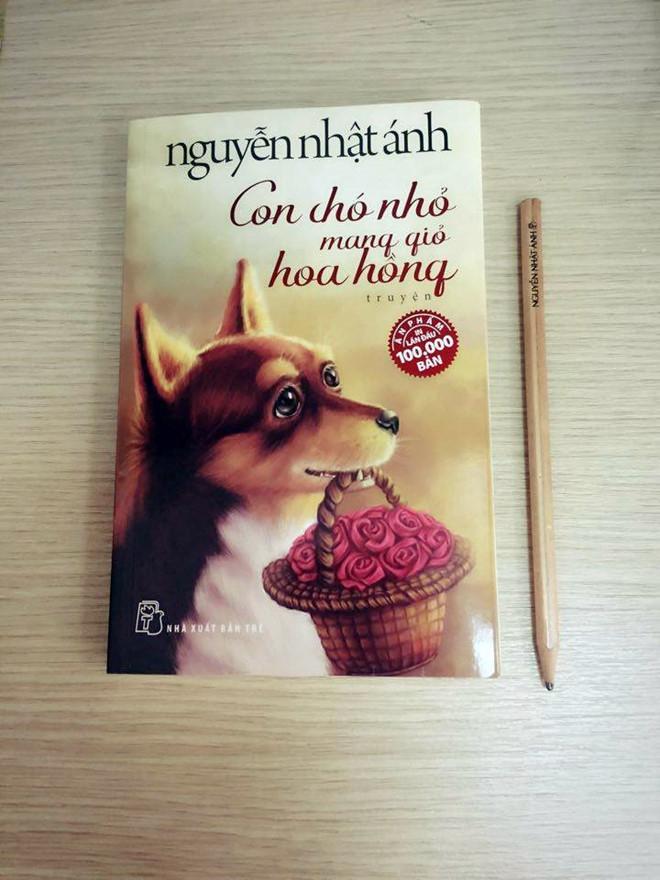Con chó nhỏ mang giỏ hoa hồng