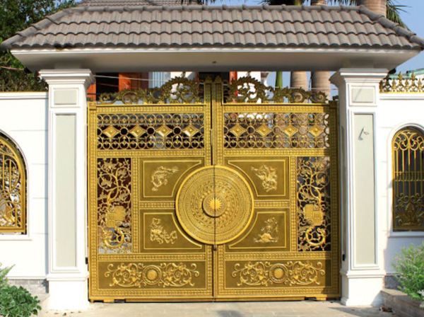 Cổng nhôm đúc Tứ Linh - Trống Đồng