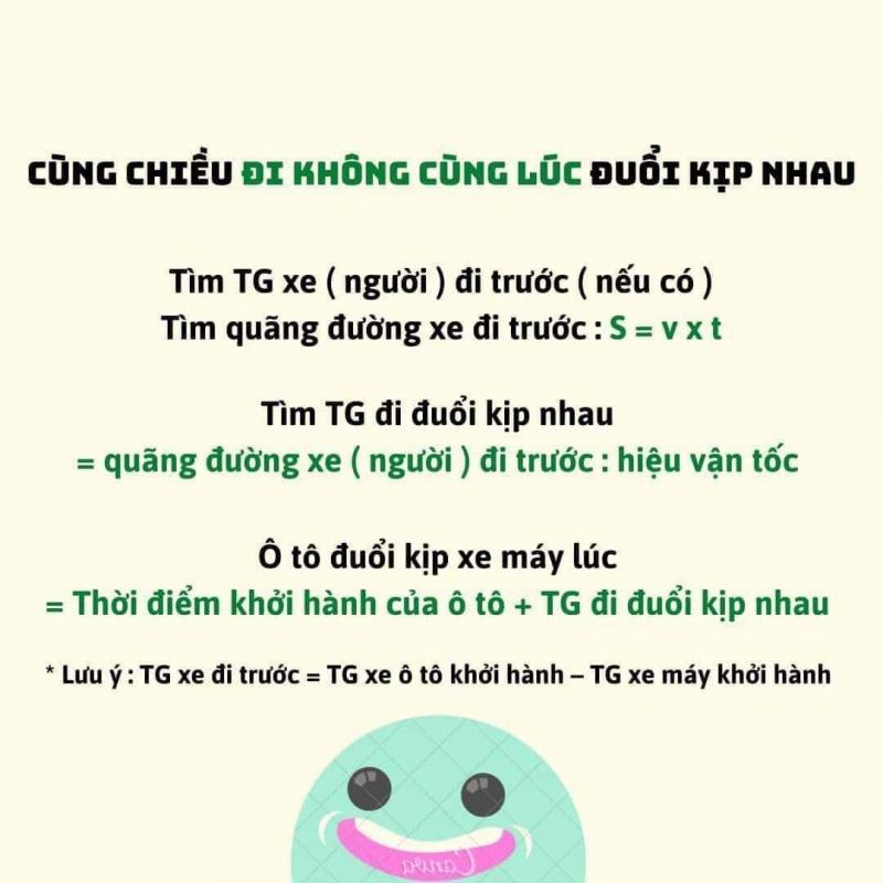 Công thức làm bài toán chuyển động cùng chiều - Công thức toán 5