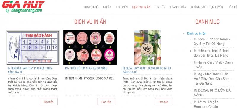Giao diện chính website