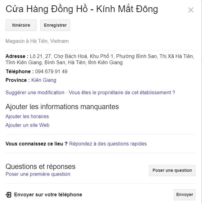 Cửa hàng Đồng hồ Kính mắt Đông