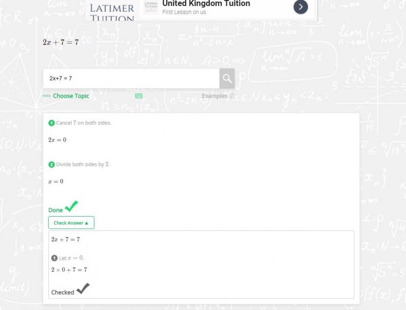 Ví dụ giải toán trên website của CyMath