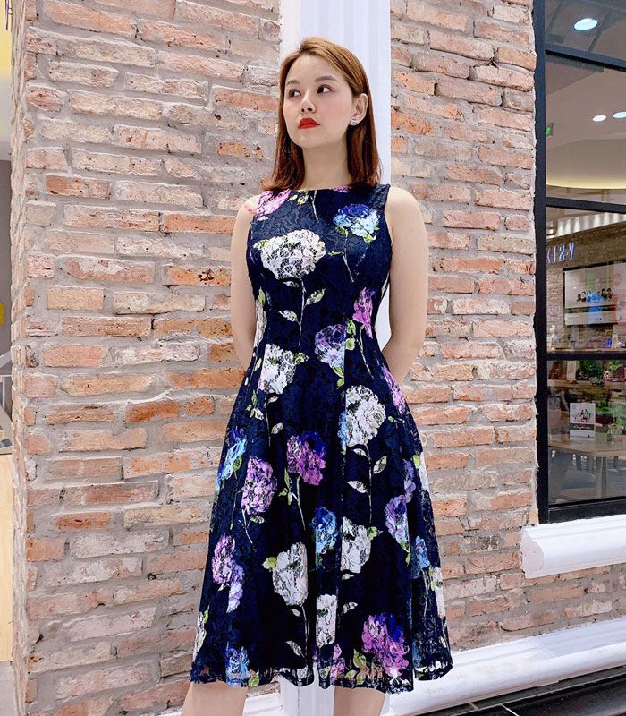 Đầm sát nách in họa tiết trẻ trung đáng yêu