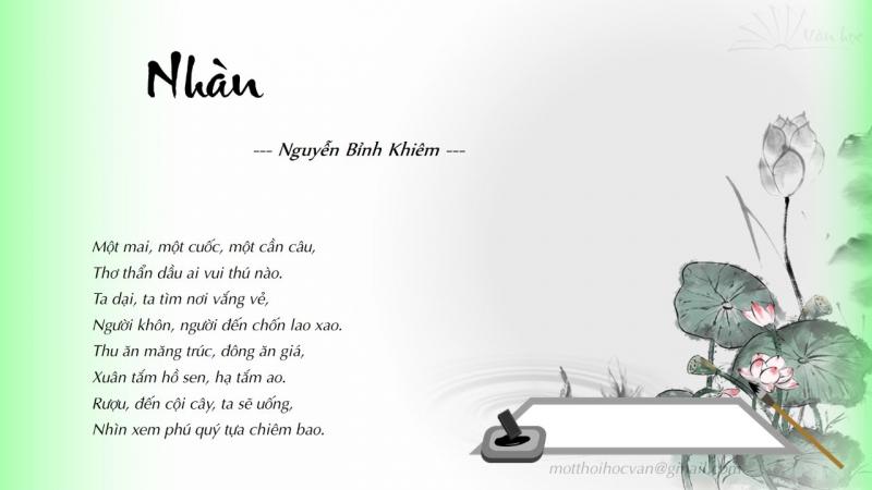 Dàn ý tham khảo số 4: Phân tích quan niệm sống nhàn của Nguyễn Bỉnh Khiêm
