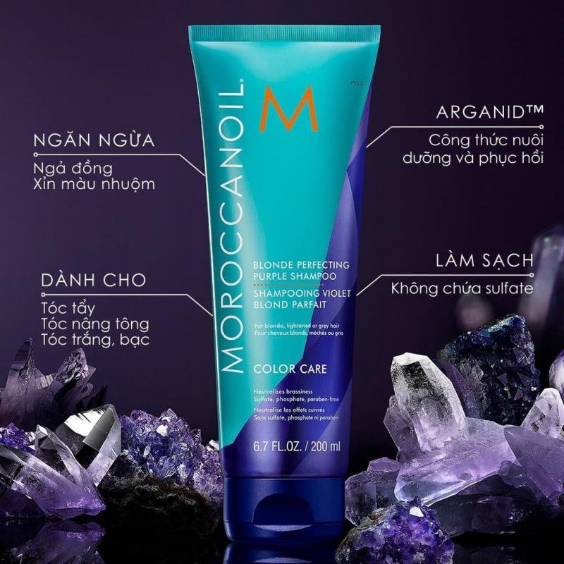 Dầu gội ánh tím Moroccanoil® Blonde Perfecting Shampoo dành cho tóc tẩy sáng màu
