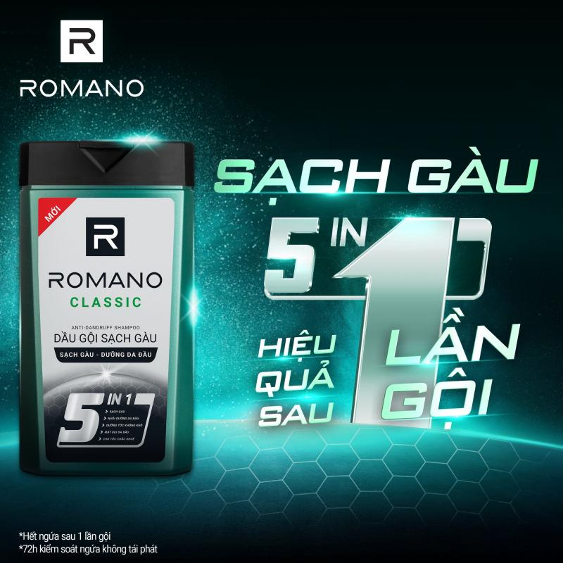 Dầu gội sạch gàu Romano 5in1: Sạch gàu 5 trong 1 - Hiệu quả ngay sau lần gội đầu tiên
