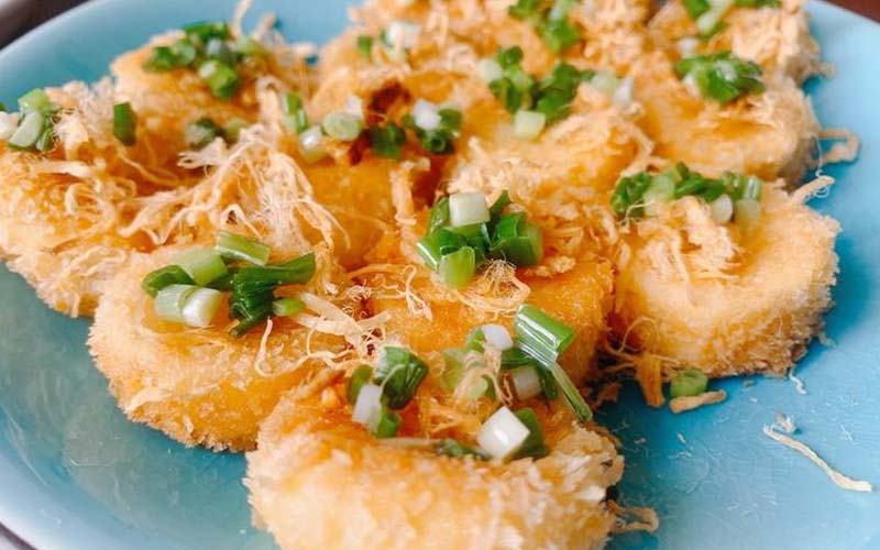 Đậu phụ non rán ruốc