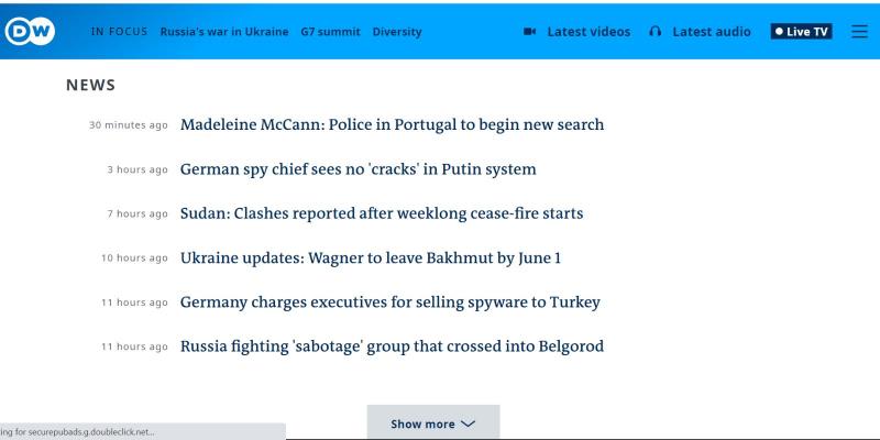 Deutsche Welle (DW) là một trang web có uy tín và phổ biến trong lĩnh vực truyền thông và học tiếng Đức.