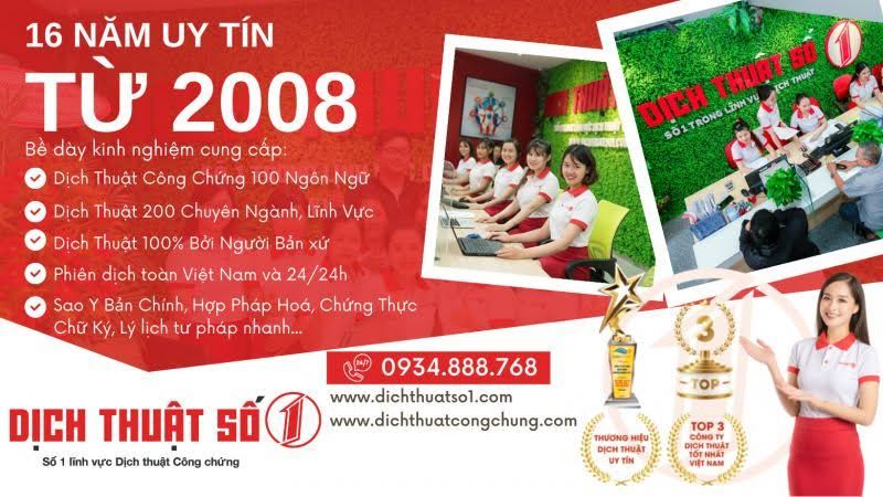 Dịch Thuật Số 1 - Công Ty Dịch Thuật Công Chứng Uy Tín Nhất TP.HCM