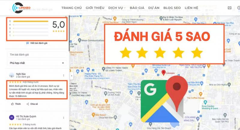 Dịch vụ đánh giá Google Maps Spa của Limoseo