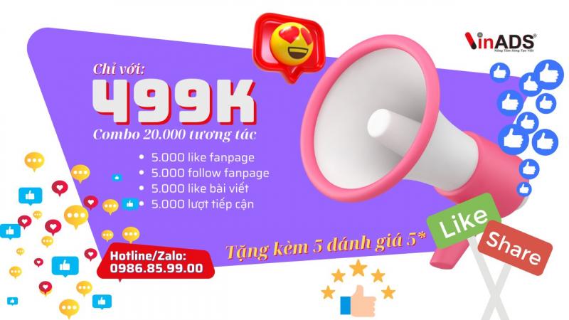 Dịch vụ tăng Like Facebook của VinADS