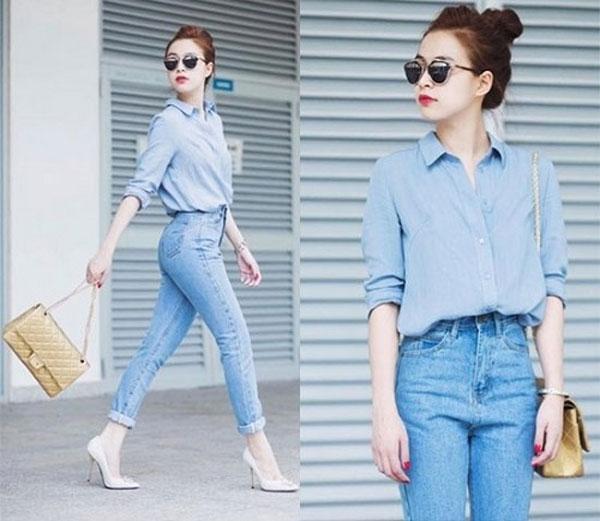 Chọn quần jeans và túi xách phù hợp với chiều cao