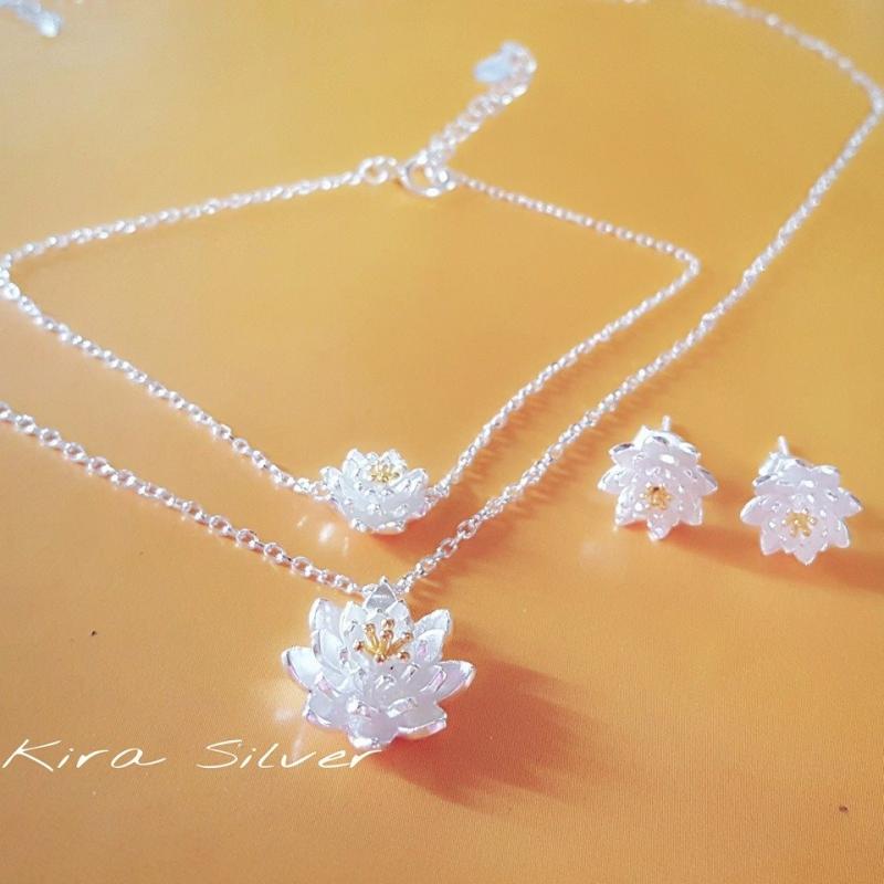Dây chuyền bạc hình hoa sen