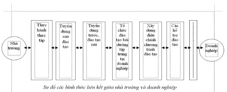 nhà trường và doanh nghiệp liên kết.