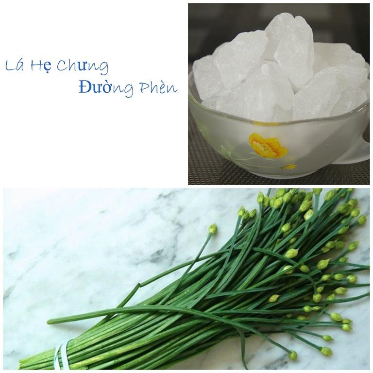 Đường phèn và lá hẹ trị ho rất tốt