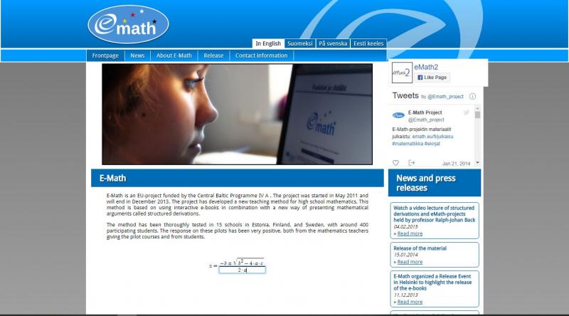 Giao diện website của EMath