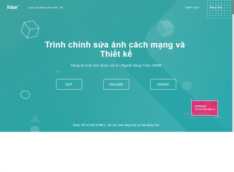 Giao diện của Fotor