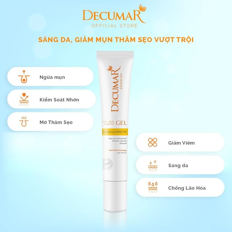 Gel mụn nghệ trắng Decumar Advanced White 20gr giúp làm sạch sáng da thâm mụn