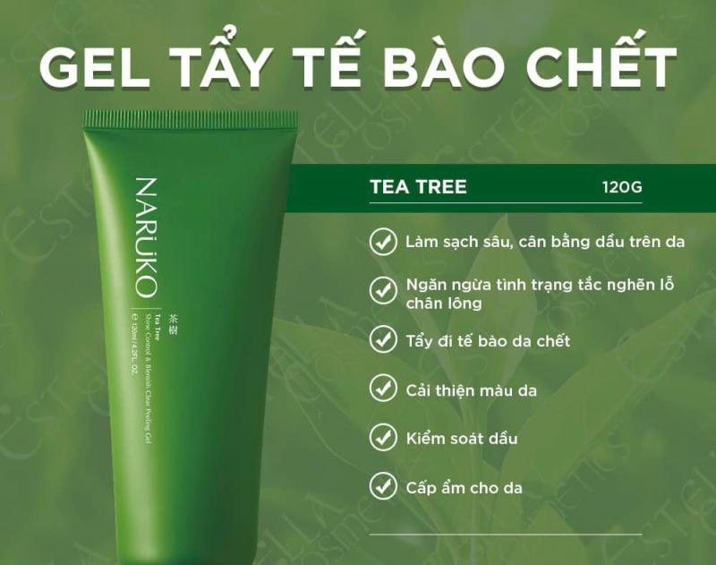 Gel tẩy tế bào chết Naruko trà tràm Tea Tree Shine Control and Blemish Clear Peeling Gel 120ml