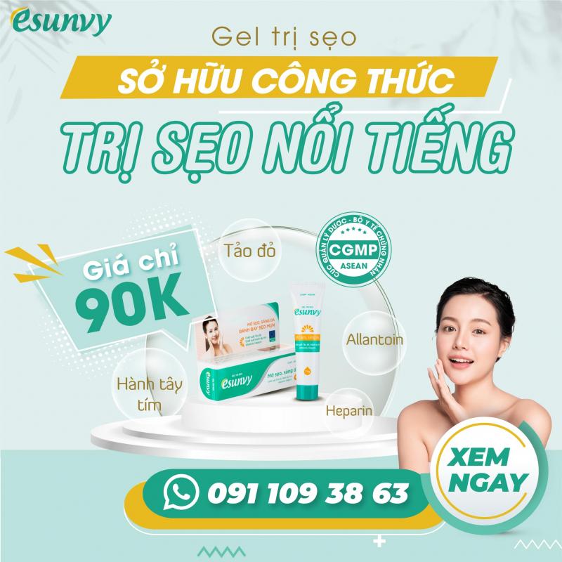Gel trị sẹo esunvy: mờ sẹo, sáng da, đánh bay sẹo mụn