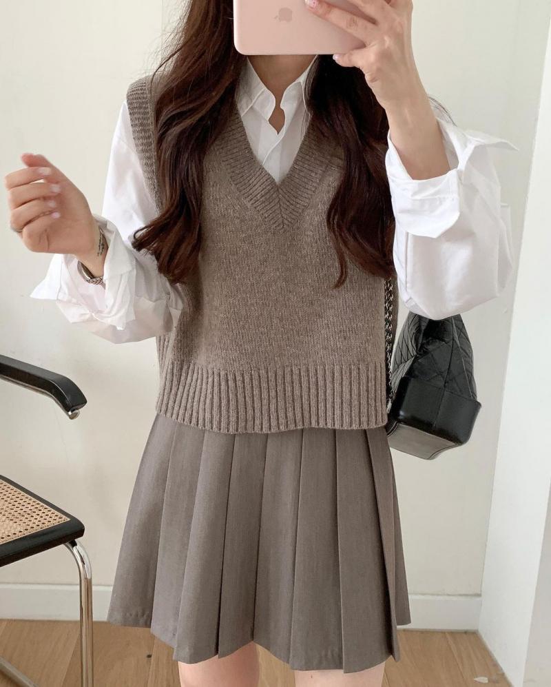 Gile len + chân váy ngắn