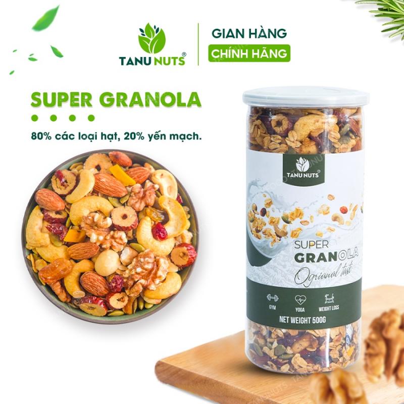 Granola siêu hạt 15% yến mạch Tanu Nuts, ngũ cốc granola giảm cân không đường tốt cho người ăn kiêng, bà bầu