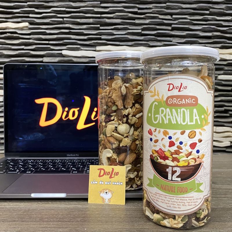 Granola siêu hạt DioLio 500g, gồm 12 các loại hạt và quả cho người ăn kiêng, giảm cân và tiểu đường
