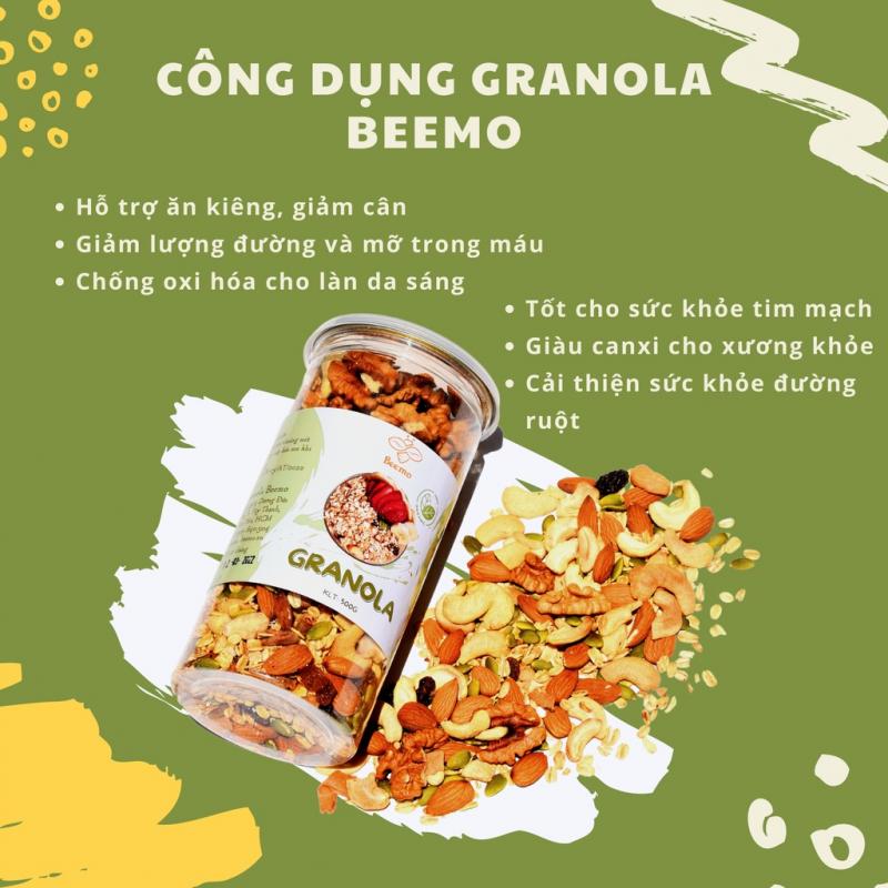 Granola yến mạch mix 7 loại hạt dinh dưỡng, ngũ cốc ăn kiêng giảm cân Beemo
