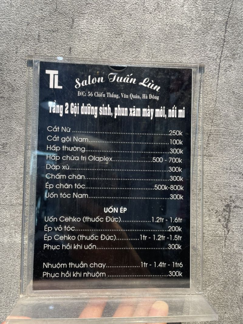 Bảng giá dịch vụ Hair Salon Tuấn Lùn