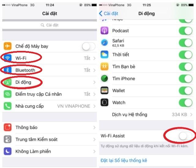 Tắt các chế độ Wifi, 3G và Bluetooth khi không cần thiết