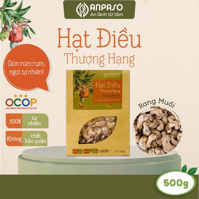 Hạt điều rang muối nguyên lụa Anpaso tự nhiên, không chất bảo quản, ăn vặt, keto, ăn kiêng, eat clean 500gr