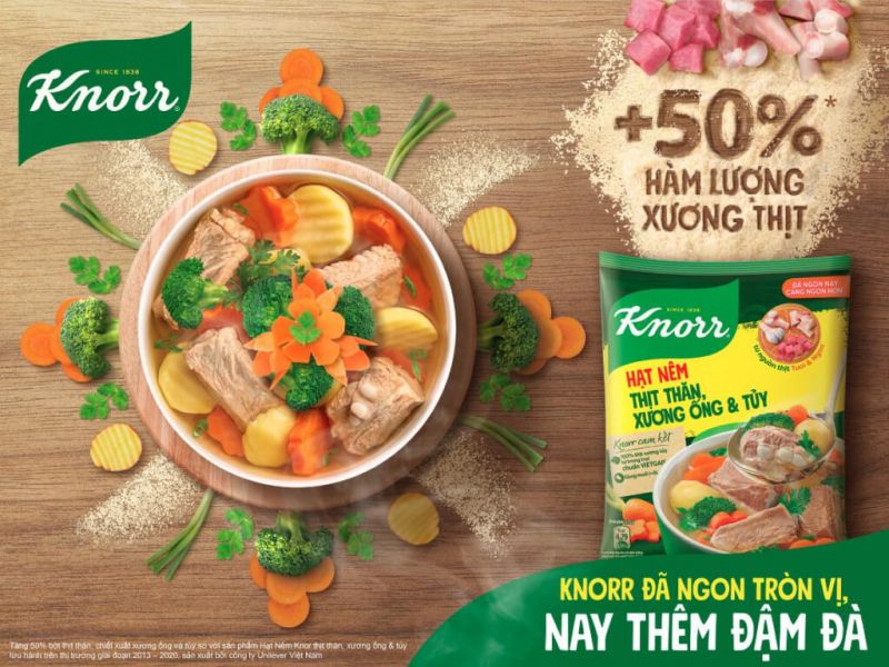 Hạt nêm Knorr với thịt thăn, xương ống và tủy